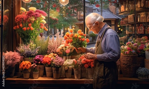 an elderly man buys gifts in a gift shop