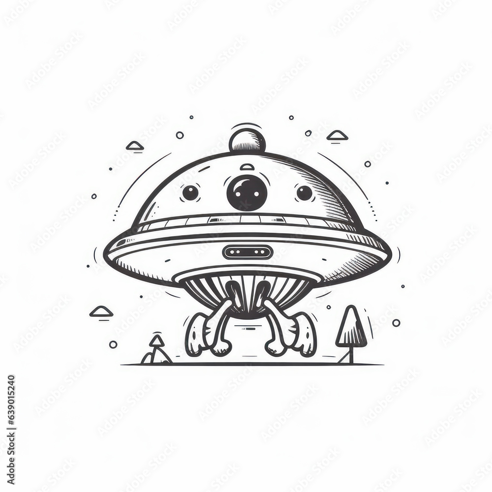 A cartoon illustration of a UFO. Generative AI. A cartoon illustration of a UFO. Generative AI.