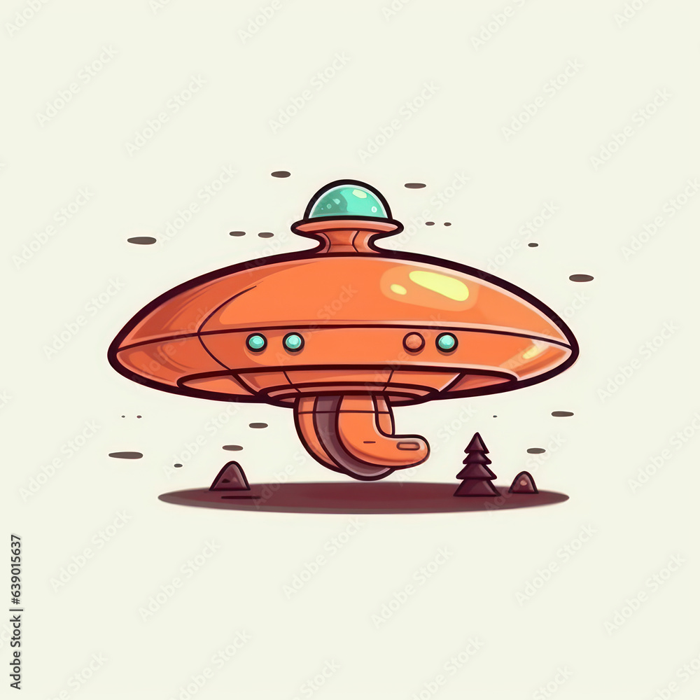 A cartoon illustration of a UFO. Generative AI. A cartoon illustration of a UFO. Generative AI.