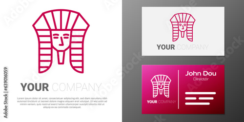 Logotype line Egyptian pharaoh icon isolated on white background. Logo design template element. Vector