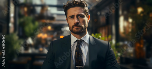 Fotografia, Obraz The essence of success and style in a well-dressed, handsome business man exuding confidence and modern elegance