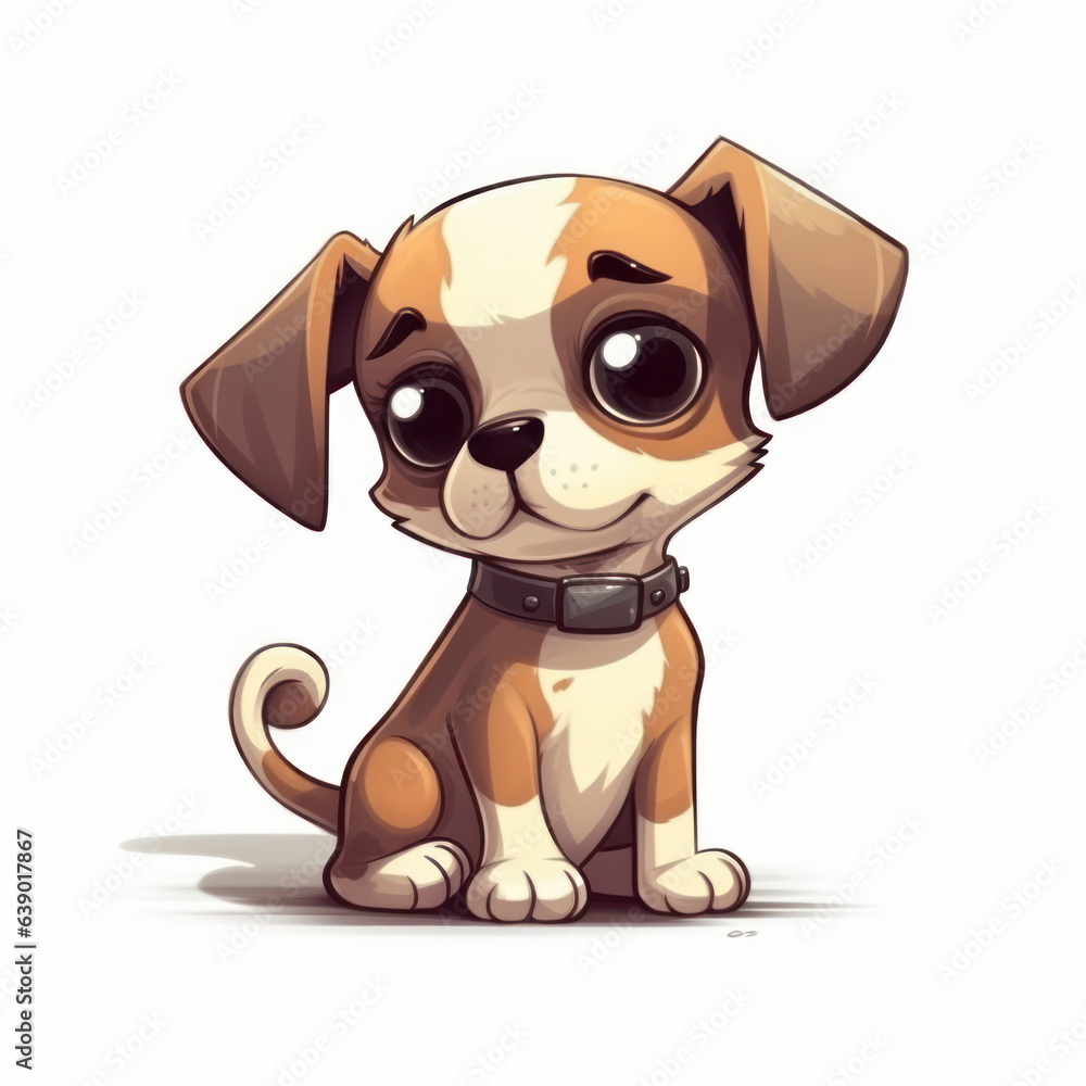 A cartoon illustration of a puppy. Generative AI. A cartoon illustration of a puppy. Generative AI.