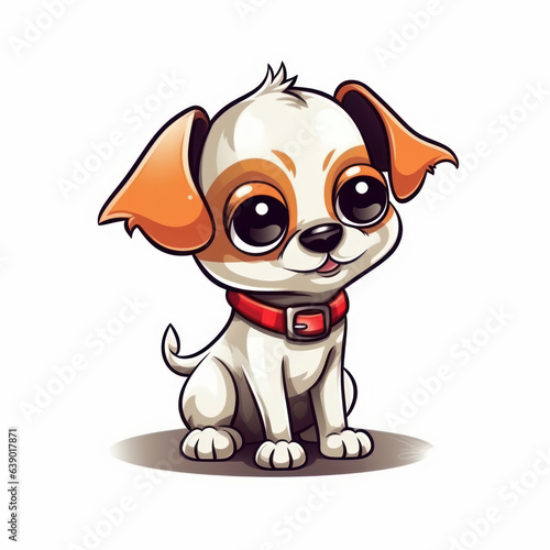 A cartoon illustration of a puppy. Generative AI.