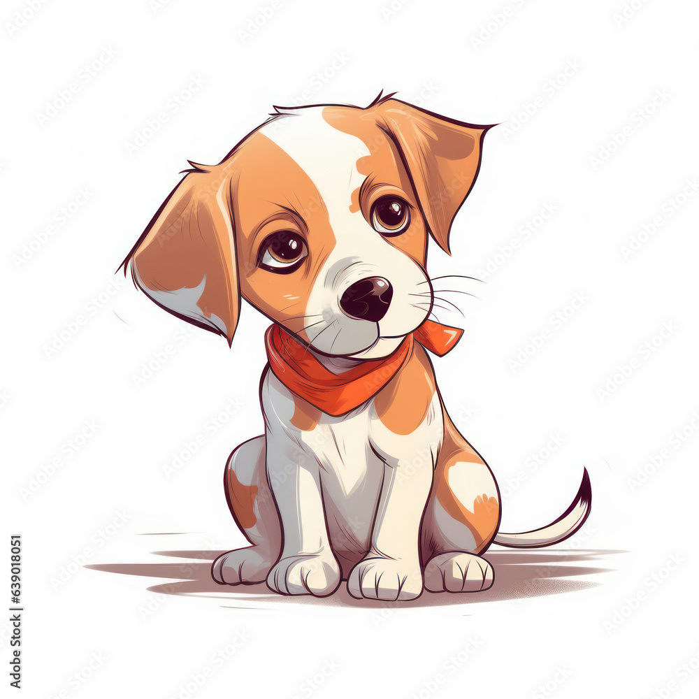 A cartoon illustration of a puppy. Generative AI. A cartoon illustration of a puppy. Generative AI.