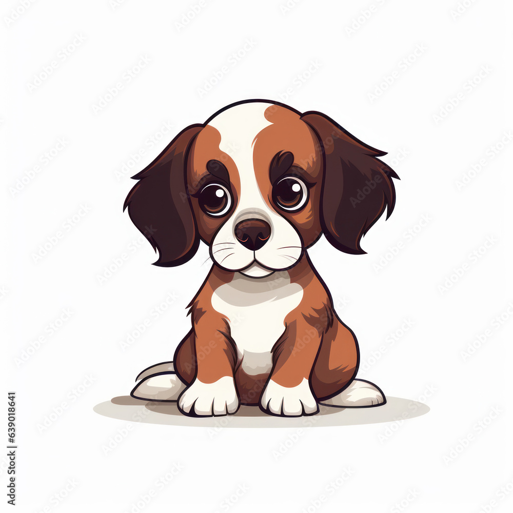 A cartoon illustration of a puppy. Generative AI. A cartoon illustration of a puppy. Generative AI.