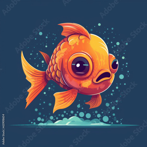 A cartoon illustration of a fish. Generative AI.