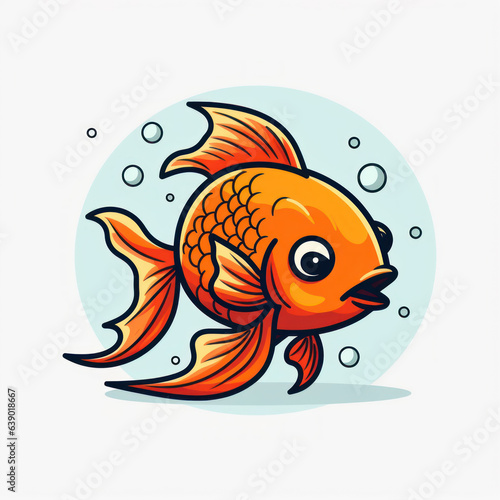 A cartoon illustration of a fish. Generative AI.