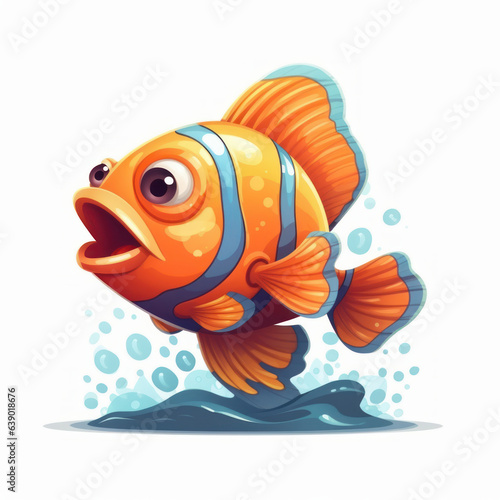 A cartoon illustration of a clown fish. Generative AI.