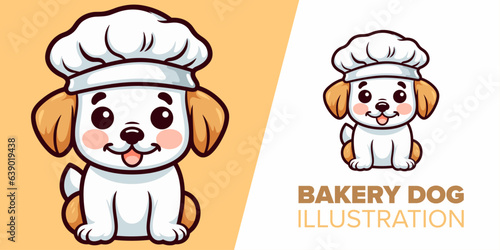 Charming Dog Baker Icon: Whimsical Canine Pastry Chef in Vector Illustration