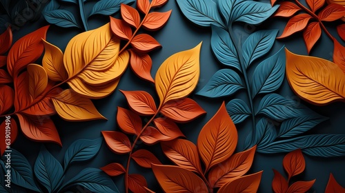 Wallpaper Mural 3d background with colorful autumn leaves  Torontodigital.ca