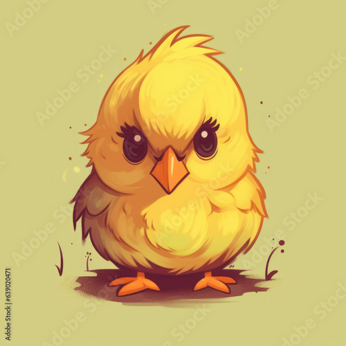 A cartoon illustration of a baby chick. Generative AI.