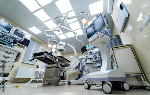 Surgical technologies in operating room. Medical sterile equipment. © Vadim