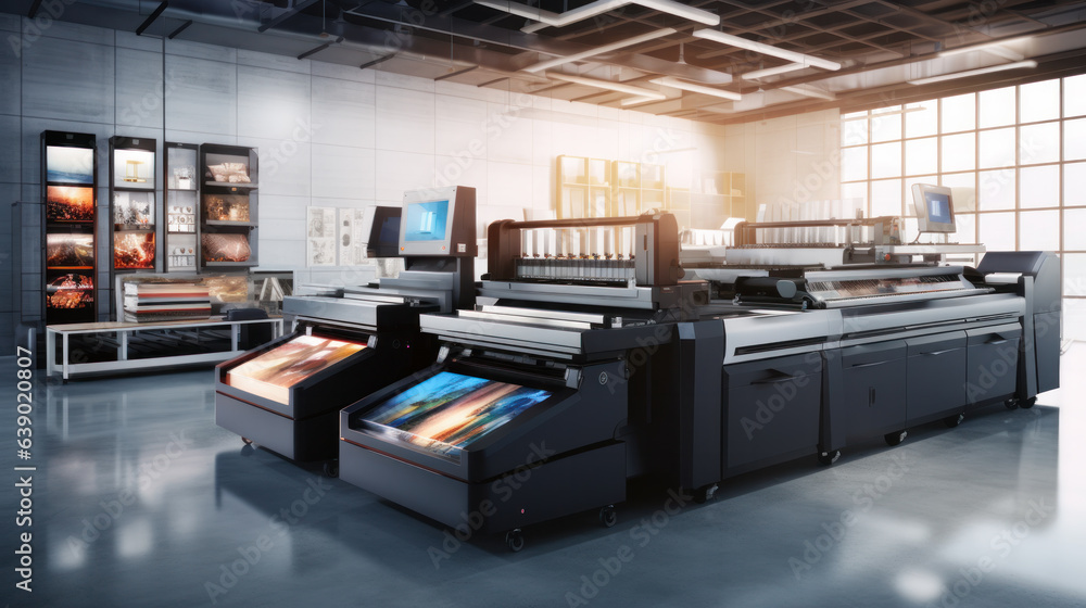 Interior of modern office with multifunctional professional publishing and photocopy