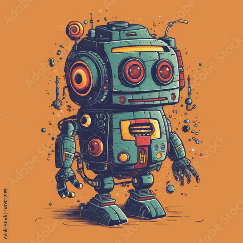 Illustration of a cartoon of a robot. Generative AI.