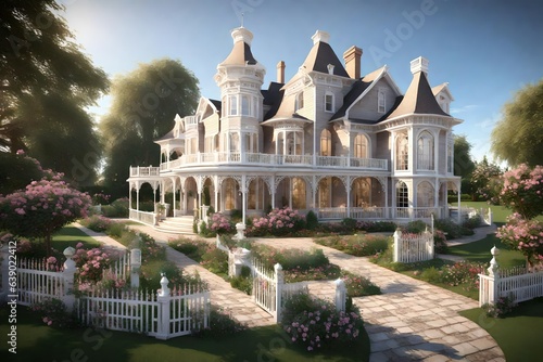  a romantic 3D Victorian-style home with an exquisite small garden.