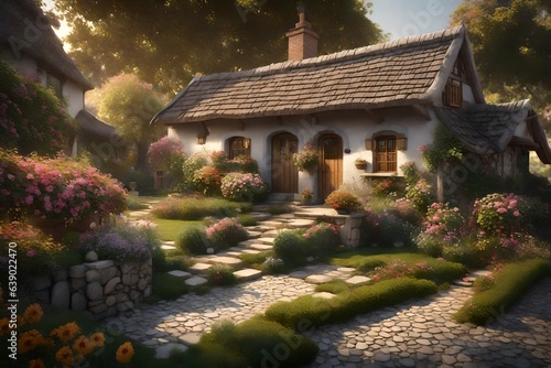  a charming 3D cottage with a picturesque small garden. 