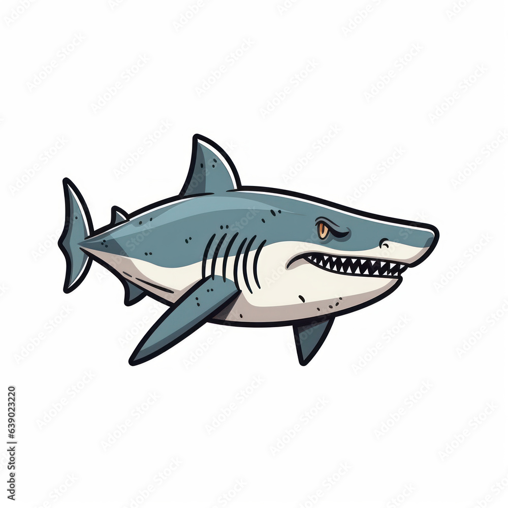 Cartoon illustration of a Shark. Generative AI. Cartoon illustration of a Shark. Generative AI.