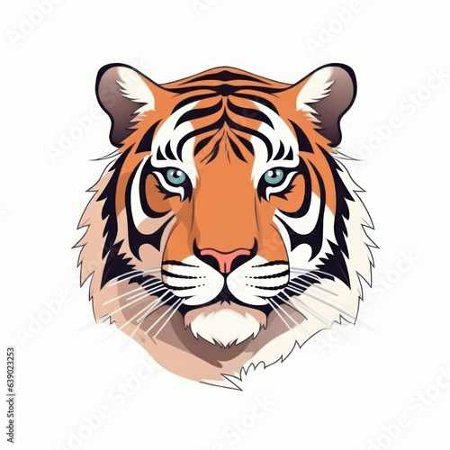 Cartoon illustration of a head of a tiger. Generative AI.