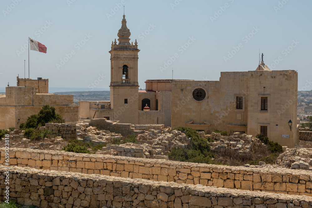 View on the city of Victoria in Gozo from the citadel