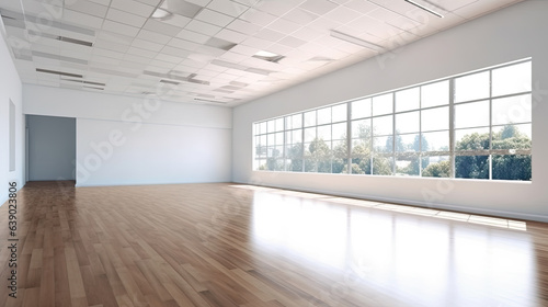 Minimal style interior room with white wall. dance hall  office space