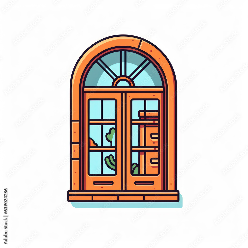 Cartoon illustration of a window. Generative AI.