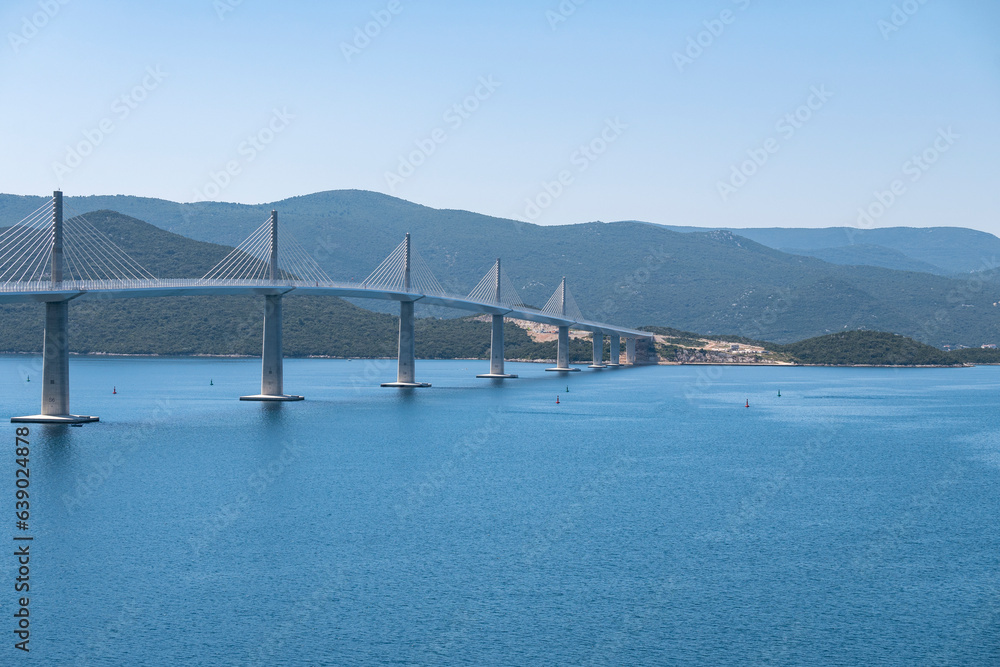 Beautiful, modern bridge connecting Peljesac peninsula with croatian mainland