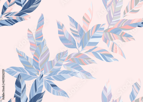 Beautiful jungle leafage seamless pattern design. Elegant botanical spring t ...