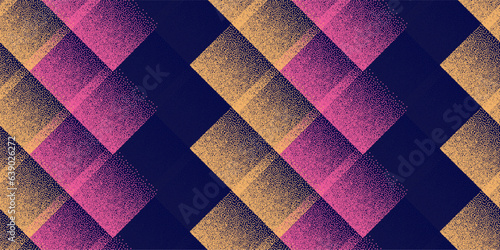 Fade dotwork rhombus shapes vector geometric seamless pattern.