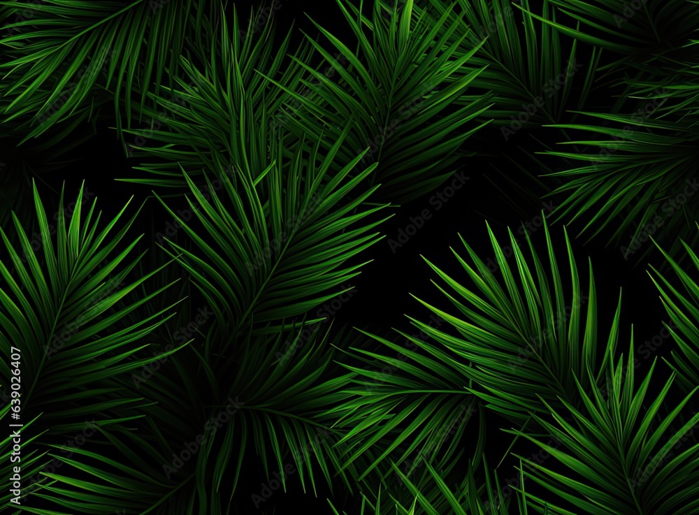 Green palm leaf pattern texture abstract background. Tropical palm leaves, floral pattern background. SEAMLESS PATTERN. SEAMLESS WALLPAPER.