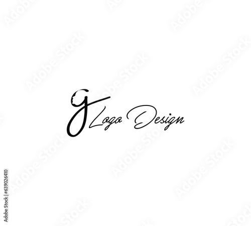 G lettermark monogram logo design, G feminine script font monogram logo design template with white background.