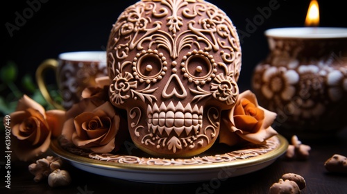 gingerbread in the form of a skull. Baking for Halloween ,