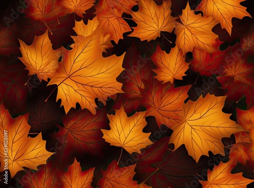 Maple leaves background SEAMLESS PATTERN. SEAMLESS WALLPAPER. © lililia