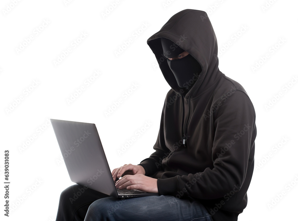 Hacker in black, cut out Hacker in black, cut out