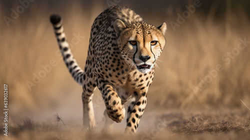 A majestic cheetah, poised for a sprint, exuding power and grace. © ImageHeaven
