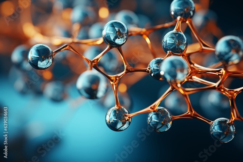 Abstract 3d render of molecule structure. Molecule structure. 3d illustration. Science, technology and medical background.