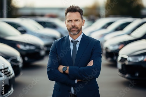 manager of car dealership against background of cars © Fotograf
