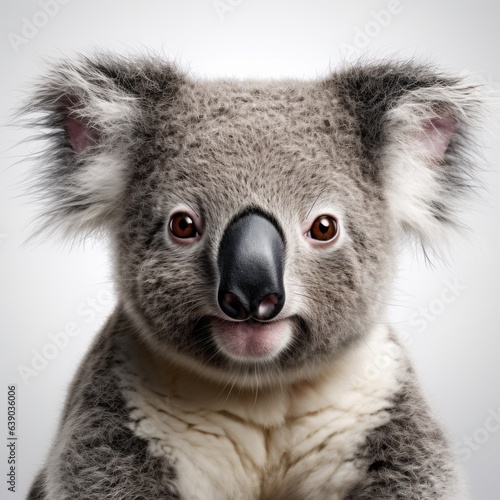 Close-up of a Koala  Phascolarctos cinereus  isolated on white