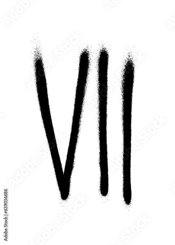 Roman numeral seven painted with a black spray can on a white background. Vector illustration.
