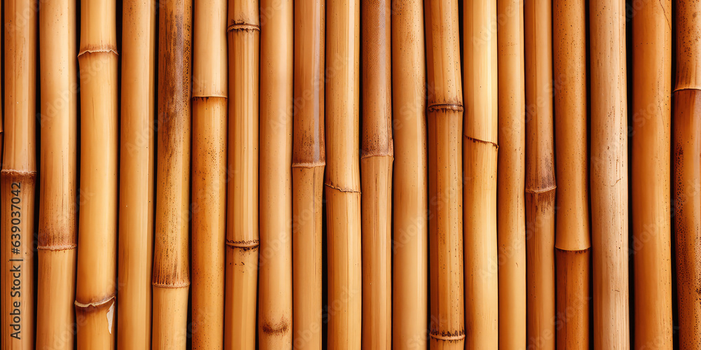Fototapeta premium Bamboo pattern. Background with many bamboo, natural texture and knots of the bamboo stem.