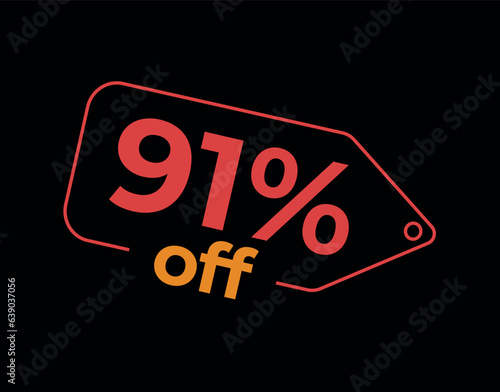 91, 91%, 91% off, 91% de desconto, %, % OFF, % de desconto, Desconto OFF, Promoção, etiqueta de desconto, etiqueta de preço, placa de preco, placa de desconto photo