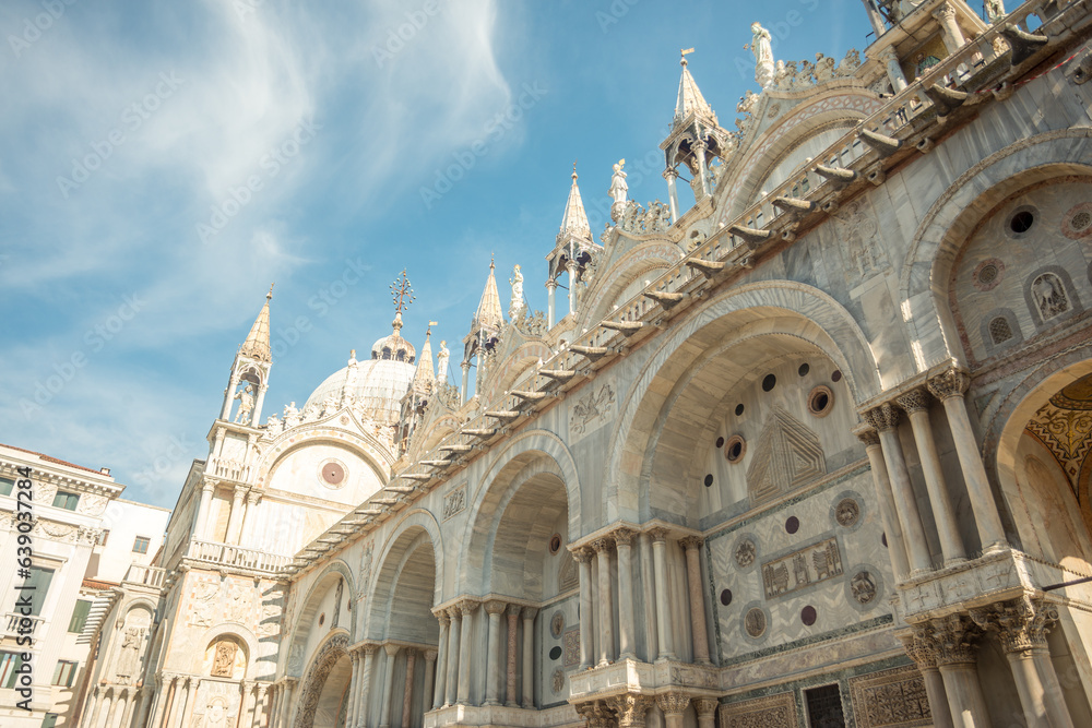 church, historic monument in the center of venice, architectural style, piazza san marco