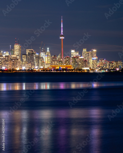 View of the Toronto skyline from Trillium Park and Ontario Place 