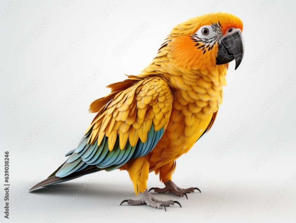 Obraz premium Red macaw parrot isolated on white background. 3d illustration.