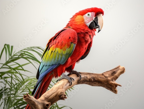 Red macaw parrot isolated on white background. 3d illustration.  © korkut82