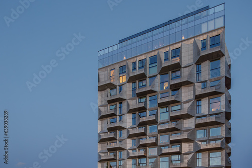 Photography Outdoor night aerial top view at The Silo apartment in Copenhagen, Denmark