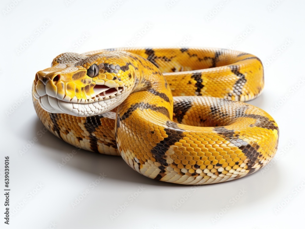 Yellow boa constrictor snake isolated on white background with clipping path. Yellow boa constrictor snake isolated on white background with clipping path.