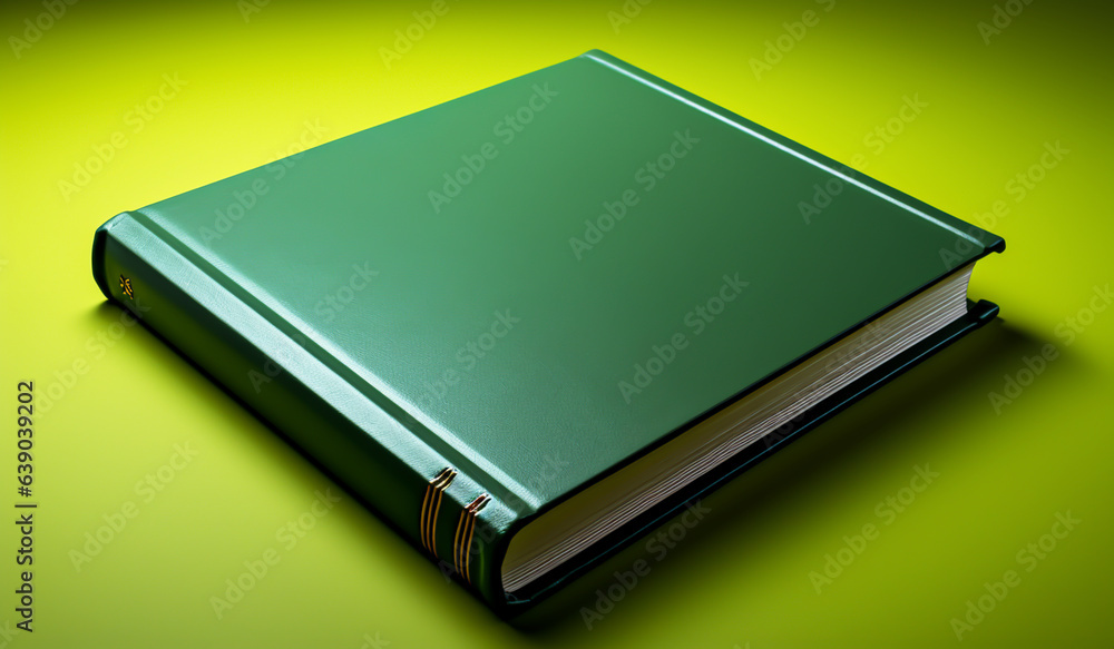 Green book isolated on green background. Back to school concept. AI generated Green book isolated on green background. Back to school concept. AI generated