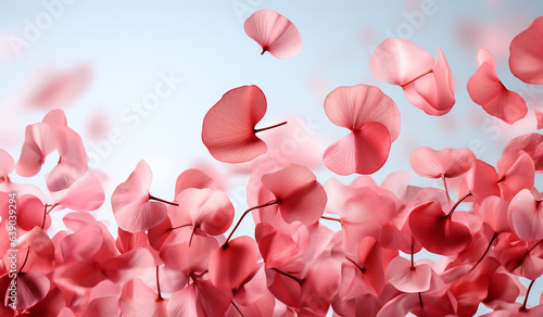 Pink petals floating in the background. AI generated