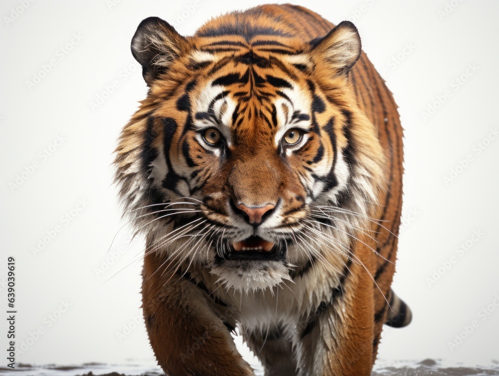 Naklejka premium Siberian Tiger. Isolated on white background. 3d illustration.