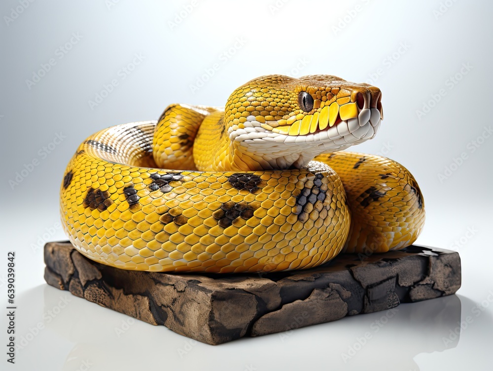 Obraz premium Yellow boa constrictor snake isolated on white background with clipping path. 